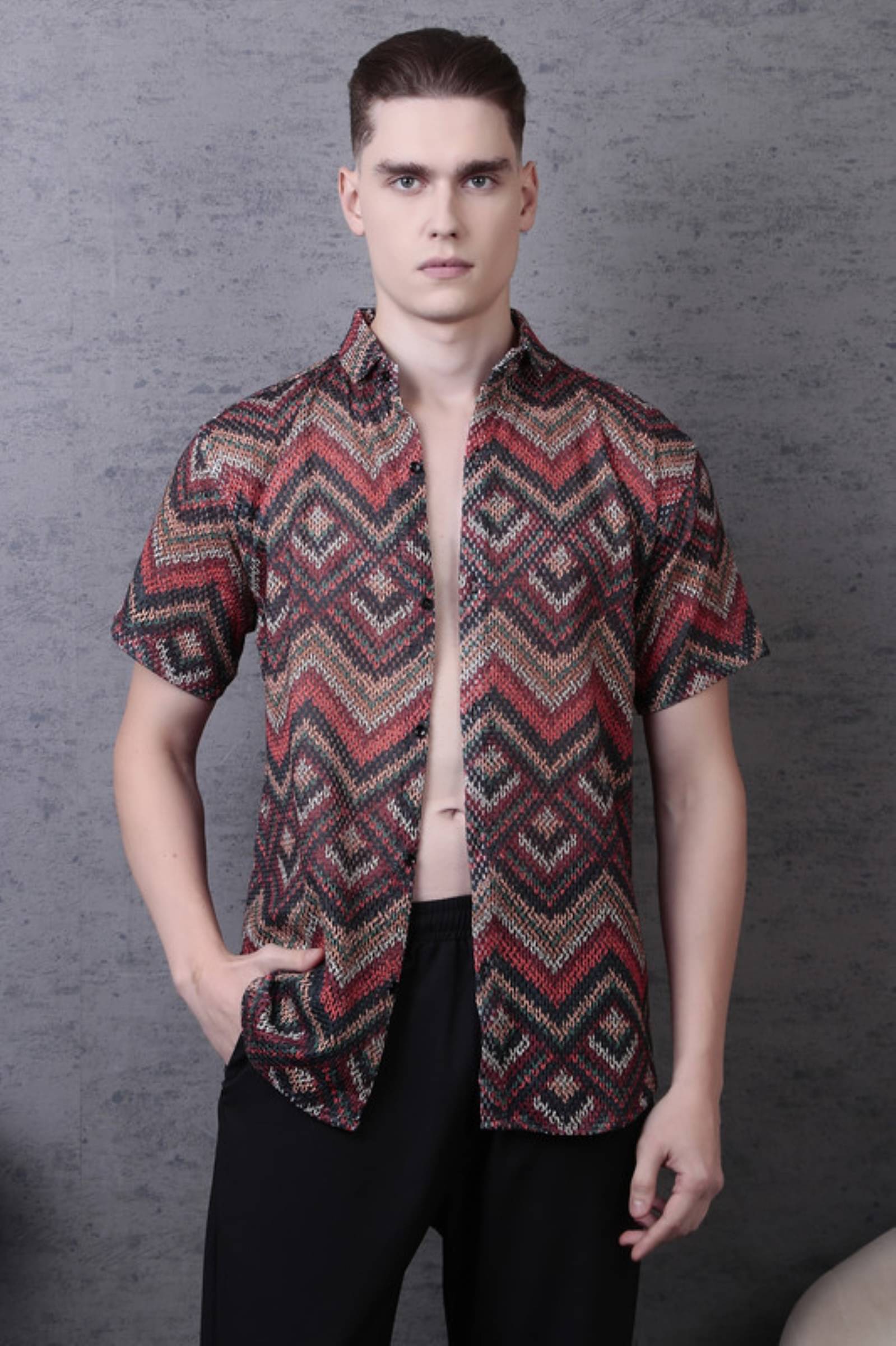     			Tater Garments Cotton Blend Regular Fit Printed Half Sleeves Men's Casual Shirt - Multicolor ( Pack of 1 )