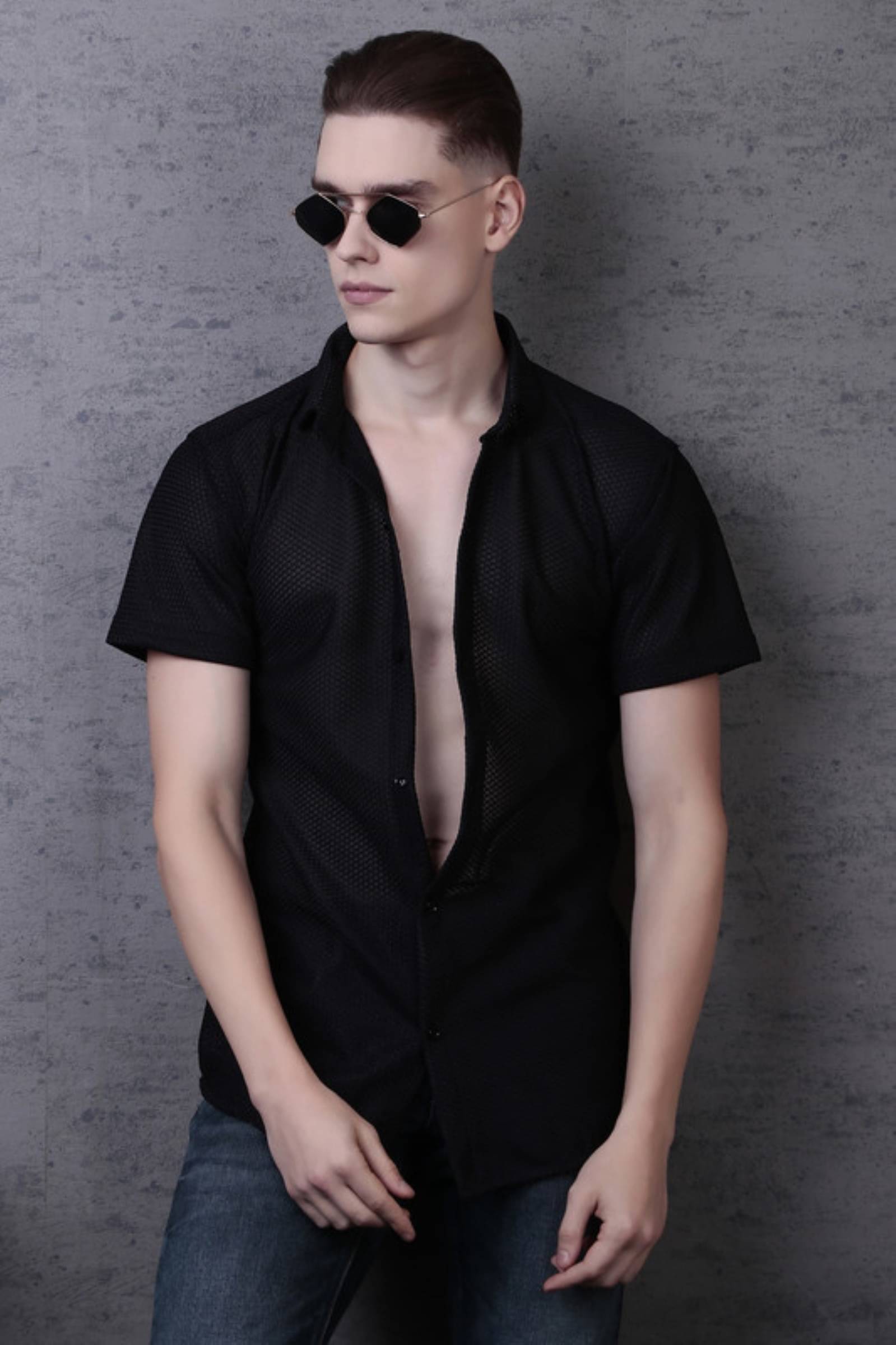     			Tater Garments Polyester Regular Fit Solids Half Sleeves Men's Casual Shirt - Black ( Pack of 1 )