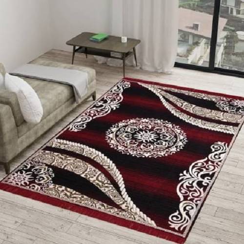    			The Fresh Livery Red Cotton Dhurrie Carpet Abstract 4x6 Ft