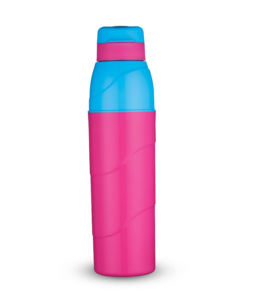     			Trueware WAVE PUF Insulated Inner and Outer Plastic Pink Water Bottle 550 mL ( Set of 1 )