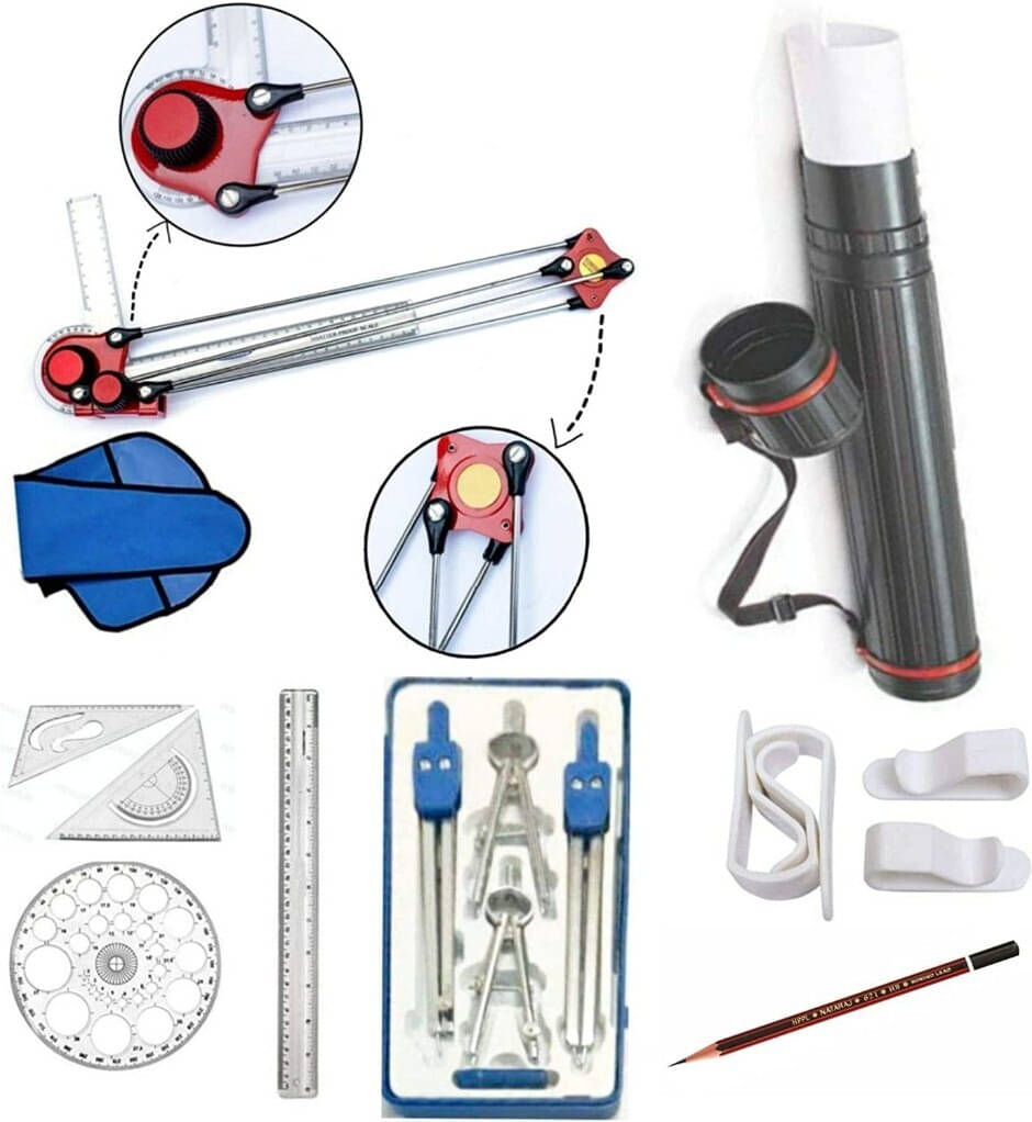     			Uttam Mini Drafter Contains Sheet Container Tube, Scales, Procircle, Set Square  Office Set (Multicolore)