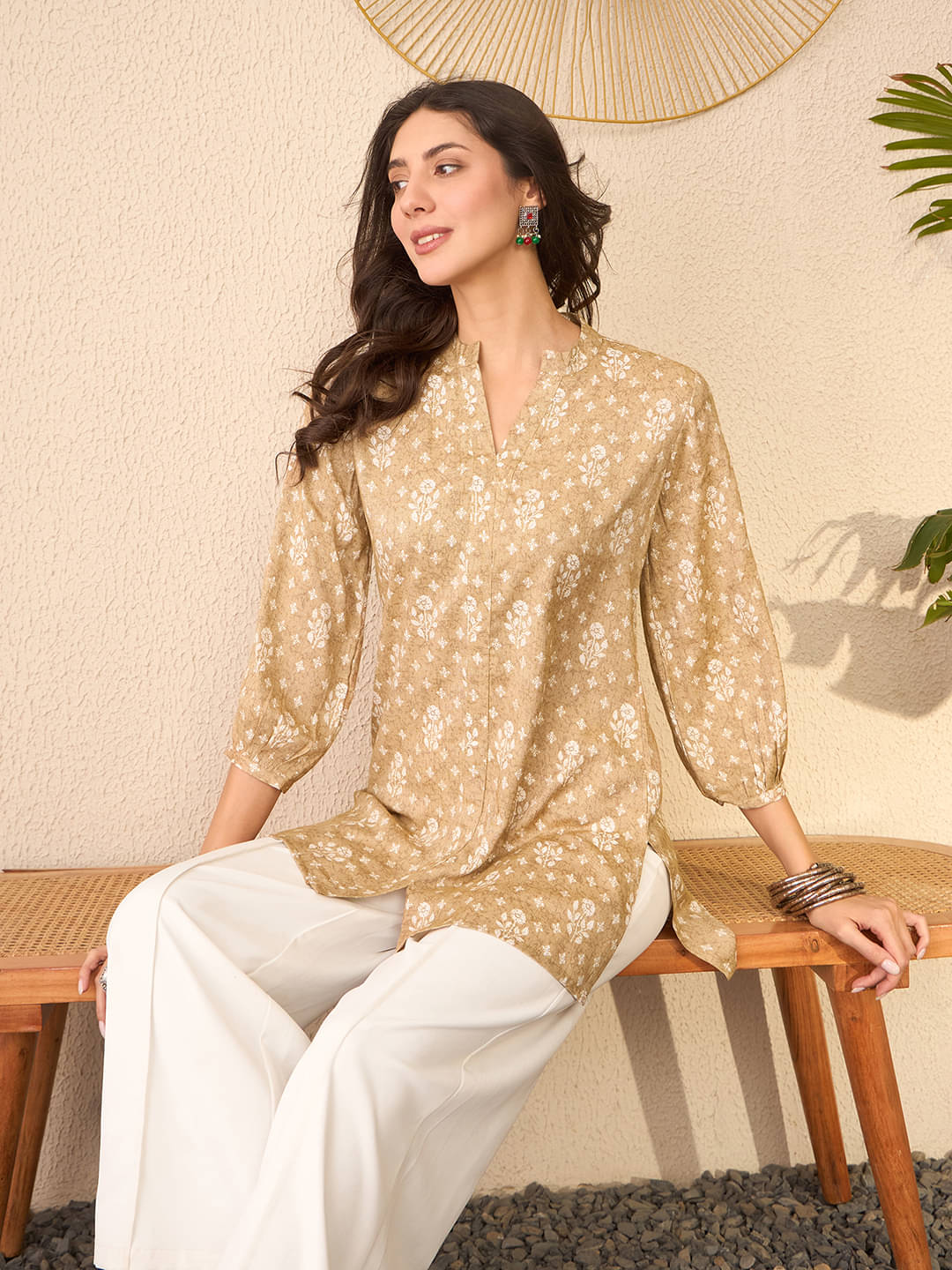 Vaamsi Women's Cotton Blend Regular Top ( Beige ) Vaamsi Women's Cotton Blend Regular Top ( Beige )