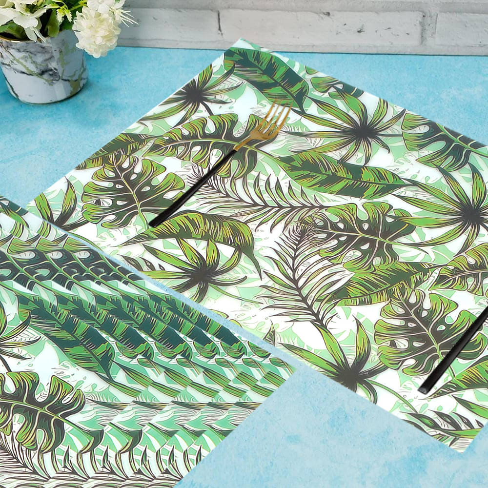     			WINNER PVC Floral Rectangle Table Mats ( 45 cm x 30 cm ) Pack of 6 - Green