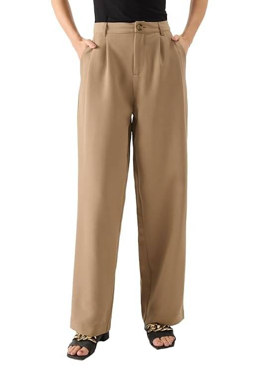     			WOOMNY Pack of 1 Lycra Loose Women's Casual Pants ( Beige )