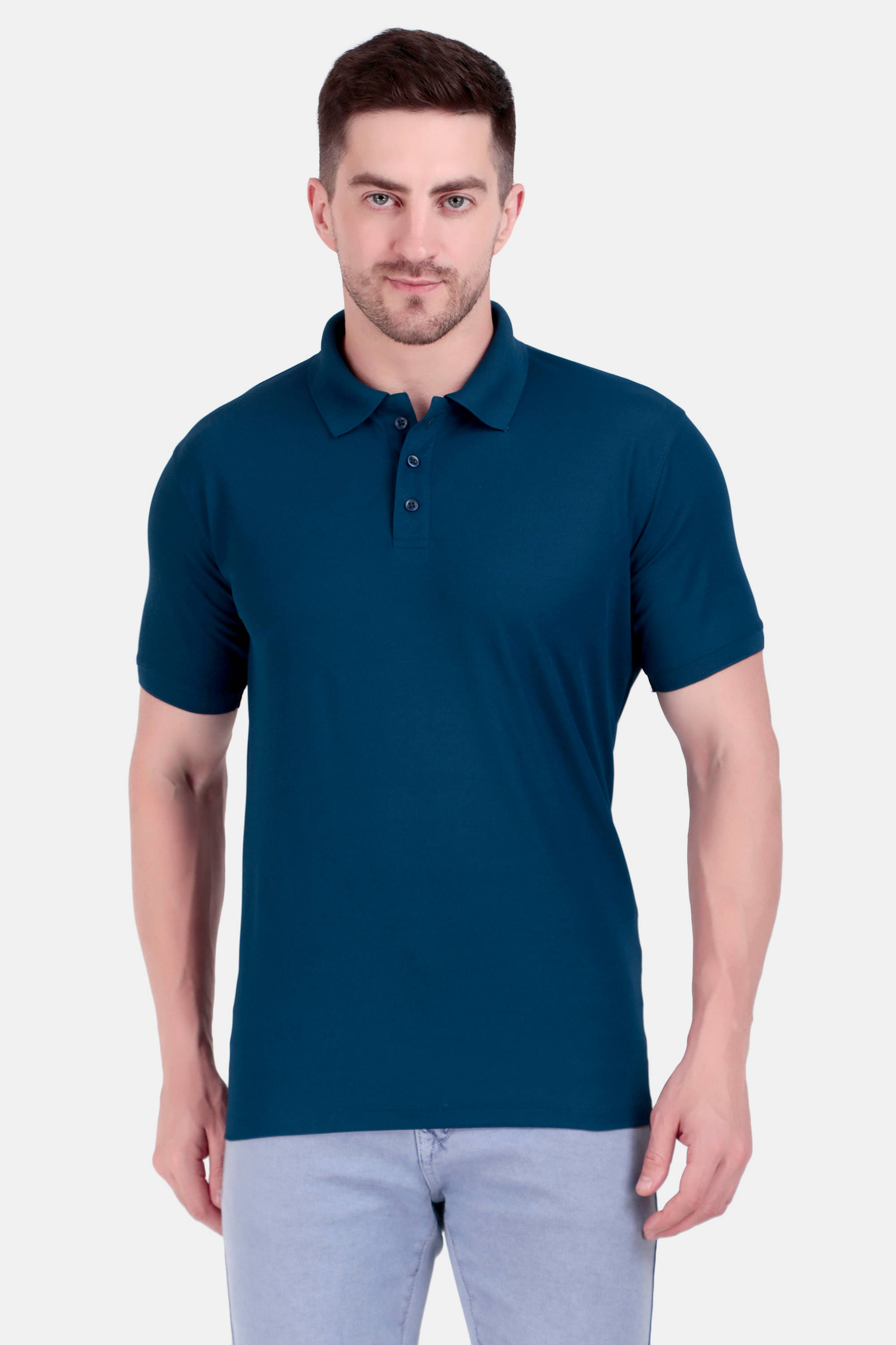 anzeer Men Cotton Blend Regular Fit Solid Polo T Shirt ( Navy Blue ) anzeer Men Cotton Blend Regular Fit Solid Polo T Shirt ( Navy Blue )