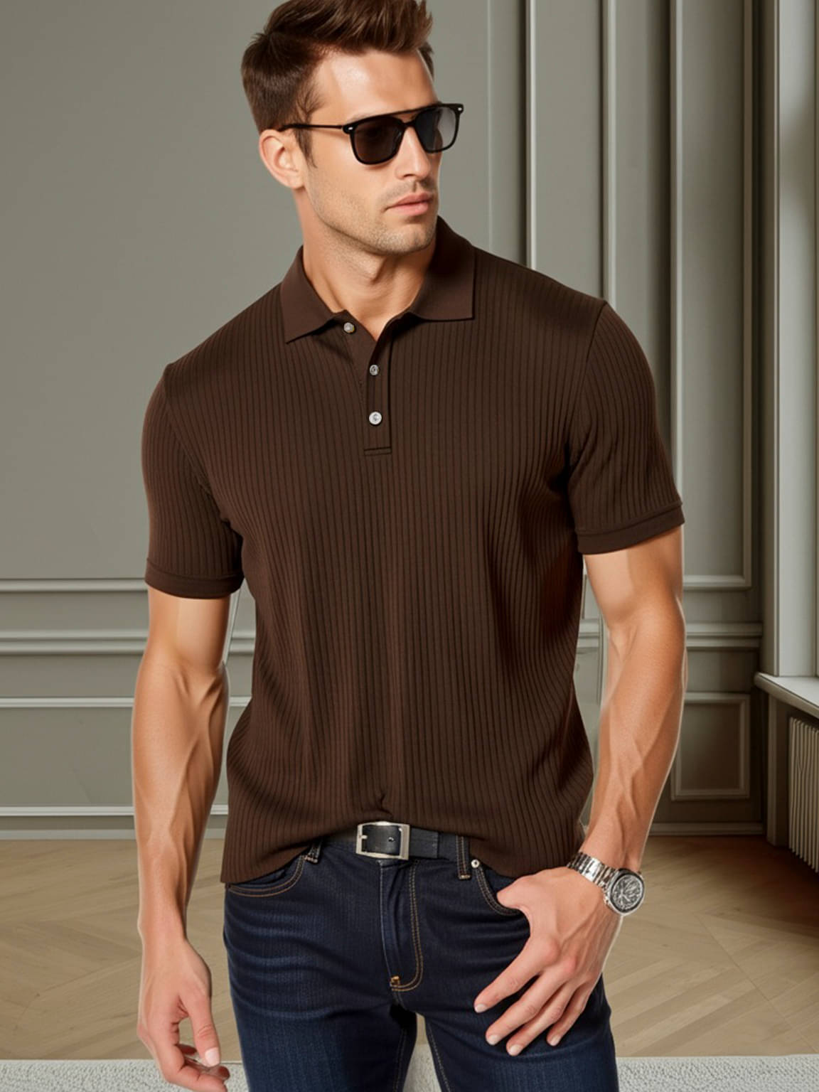fashion and youth Men Cotton Blend Regular Fit Solid Polo T Shirt ( Brown ) fashion and youth Men Cotton Blend Regular Fit Solid Polo T Shirt ( Brown )
