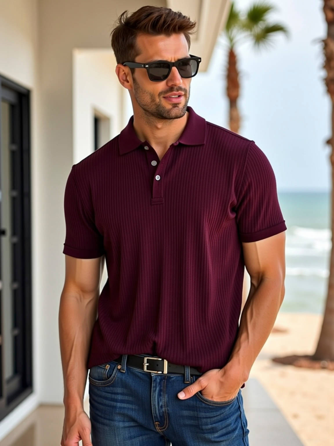     			fashion and youth Men Cotton Blend Regular Fit Solid Polo T Shirt ( Maroon )