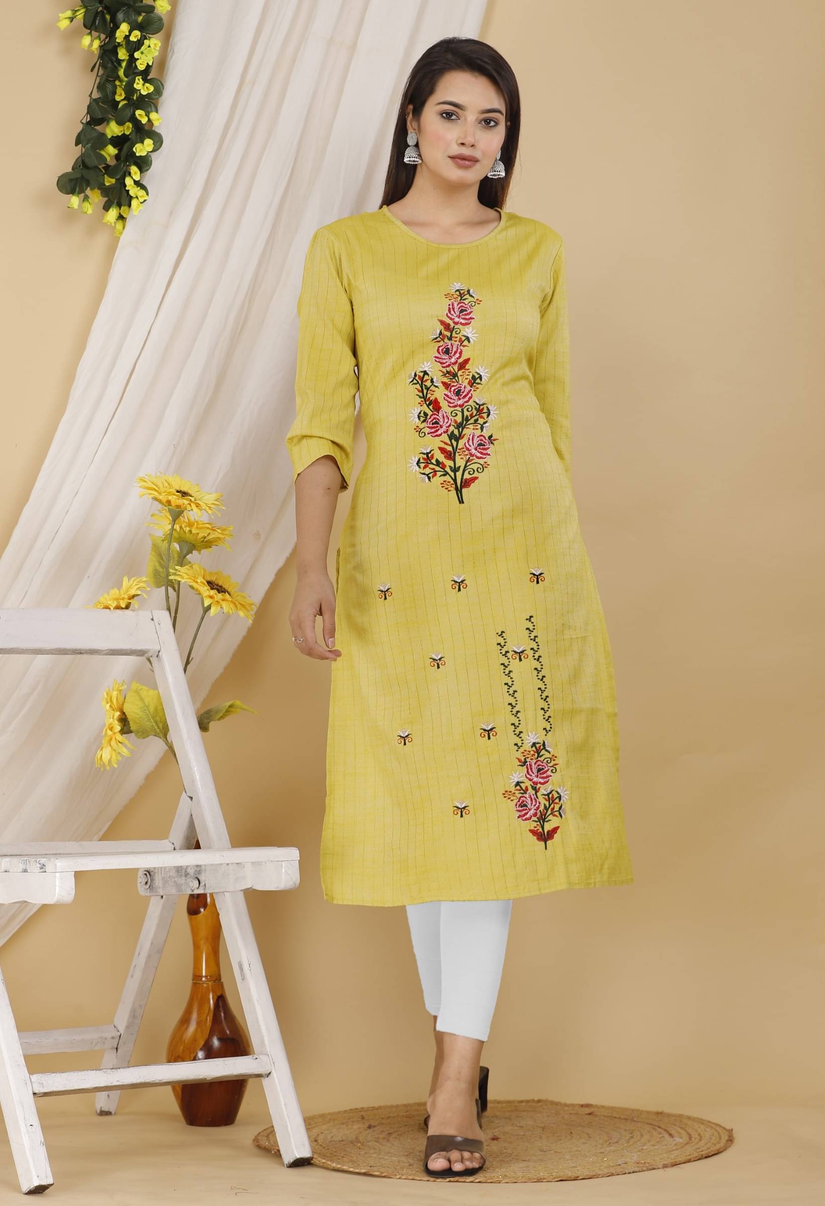     			jain creation Women's Art Silk Embroidered Straight Kurti - ( Multicolor )