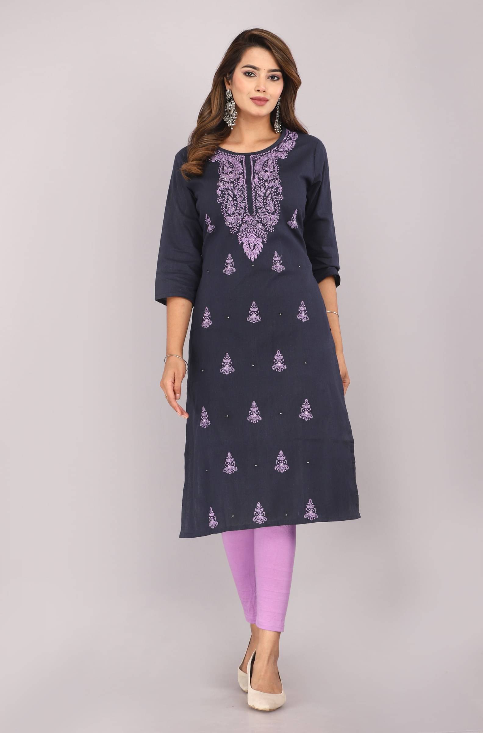 jain creation Women's Cotton Solid Straight Kurti - ( Dark Blue ) jain creation Women's Cotton Solid Straight Kurti - ( Dark Blue )
