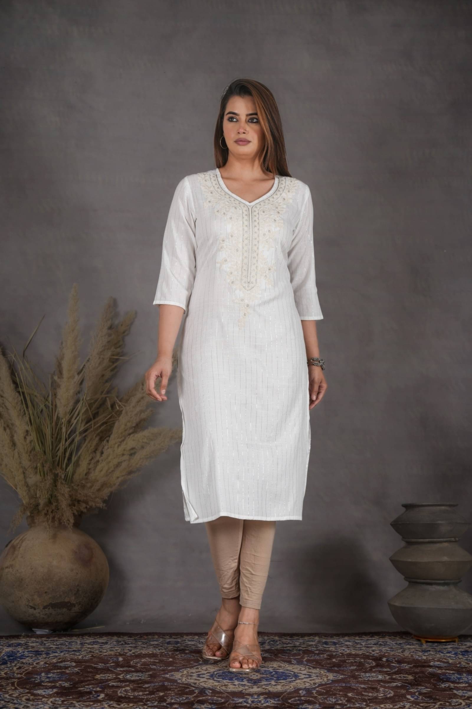 jain creation Women's Cotton Embroidered Straight Kurti - ( Multicolor ) jain creation Women's Cotton Embroidered Straight Kurti - ( Multicolor )