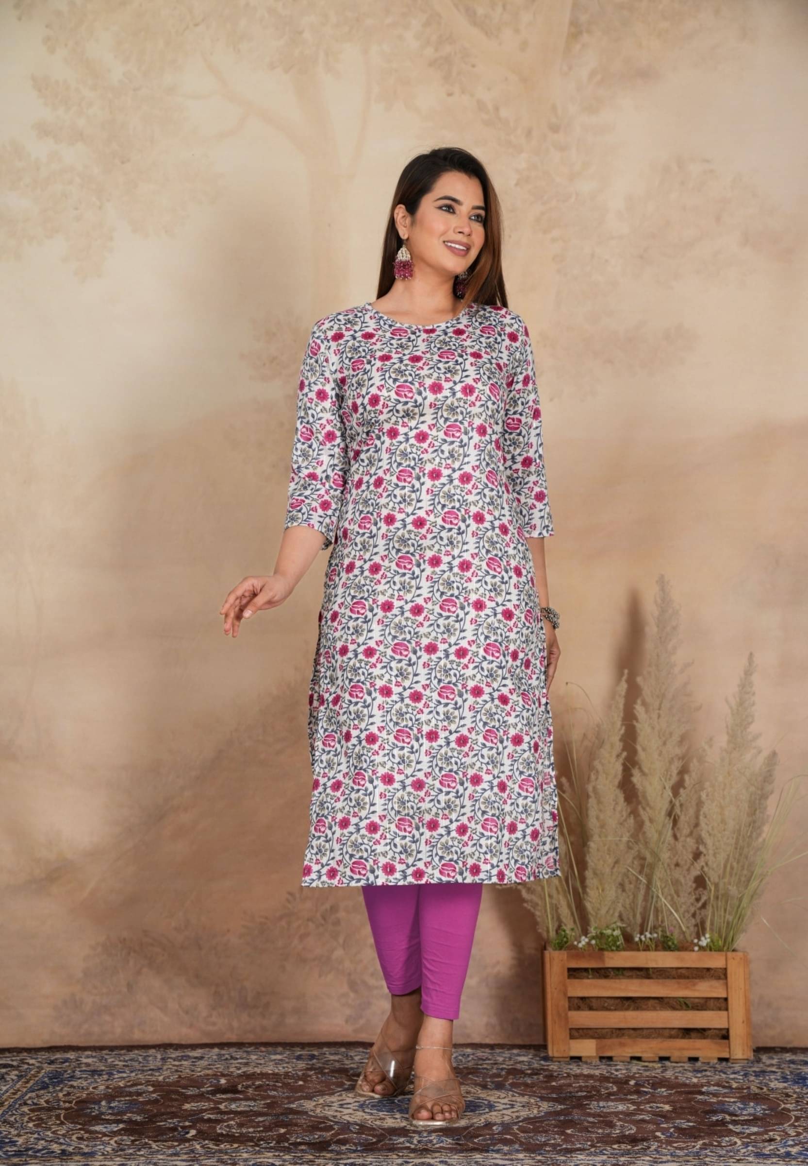 jain creation Women's Cotton Printed Straight Kurti - ( Pink ) jain creation Women's Cotton Printed Straight Kurti - ( Pink )