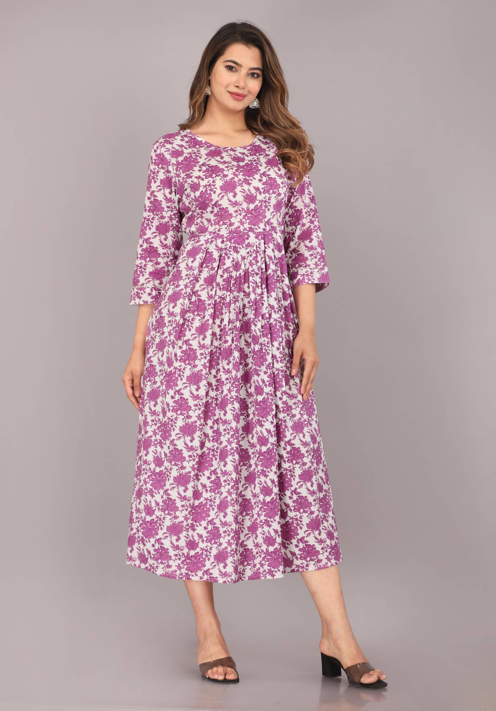     			jain creation Women's Cotton Printed Anarkali Kurti - ( Purple )