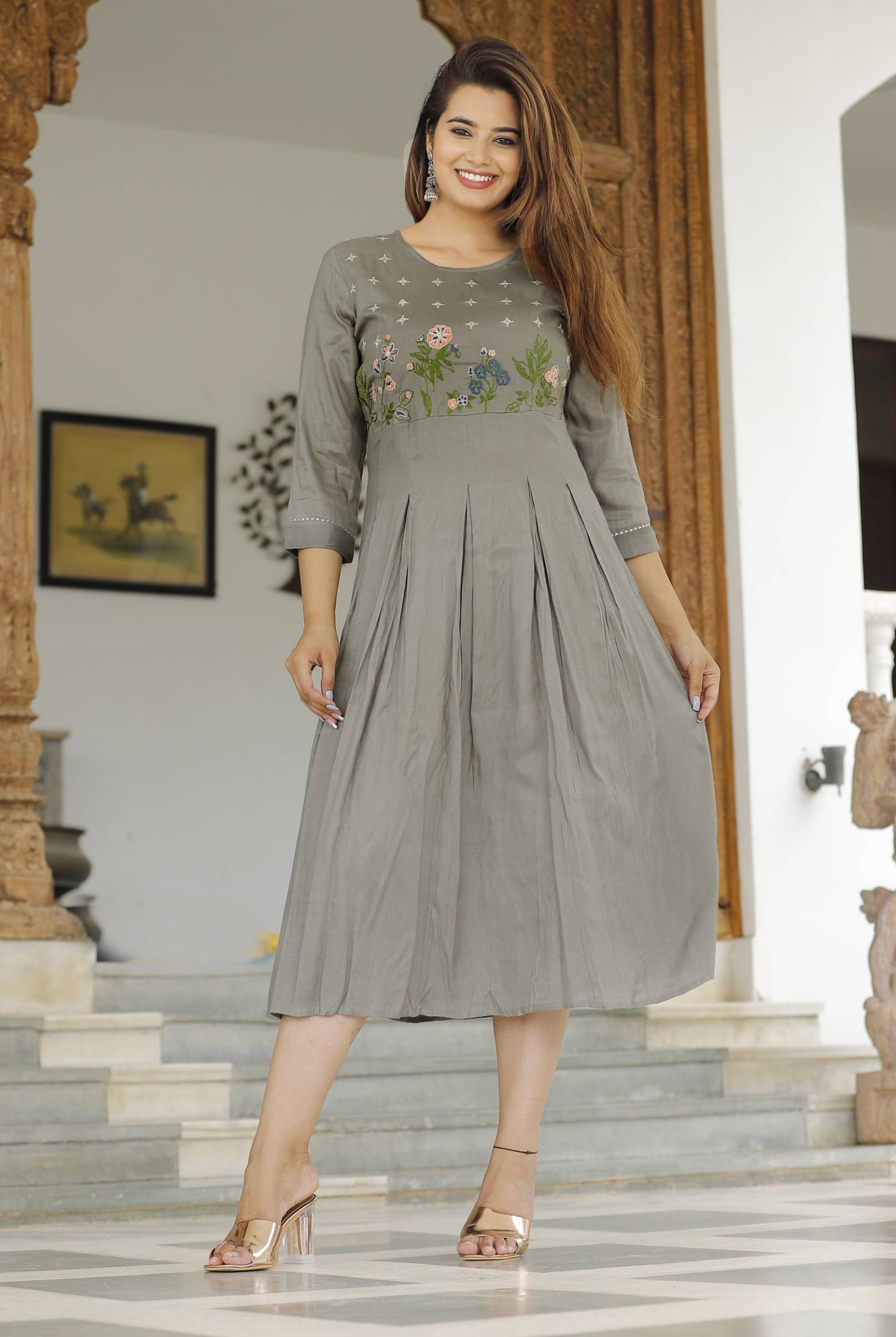 jain creation Women's Viscose Rayon Embroidered Anarkali Kurti - ( Multicolor ) jain creation Women's Viscose Rayon Embroidered Anarkali Kurti - ( Multicolor )
