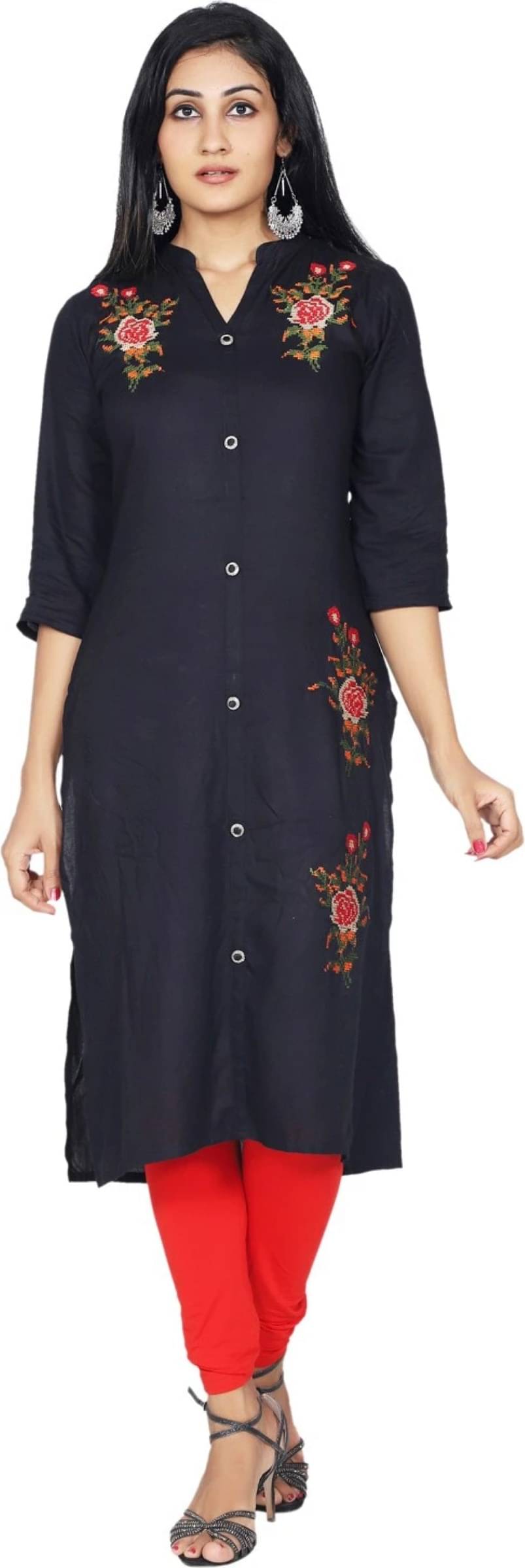jain creation Women's Viscose Rayon Solid Straight Kurti - ( Black ) jain creation Women's Viscose Rayon Solid Straight Kurti - ( Black )