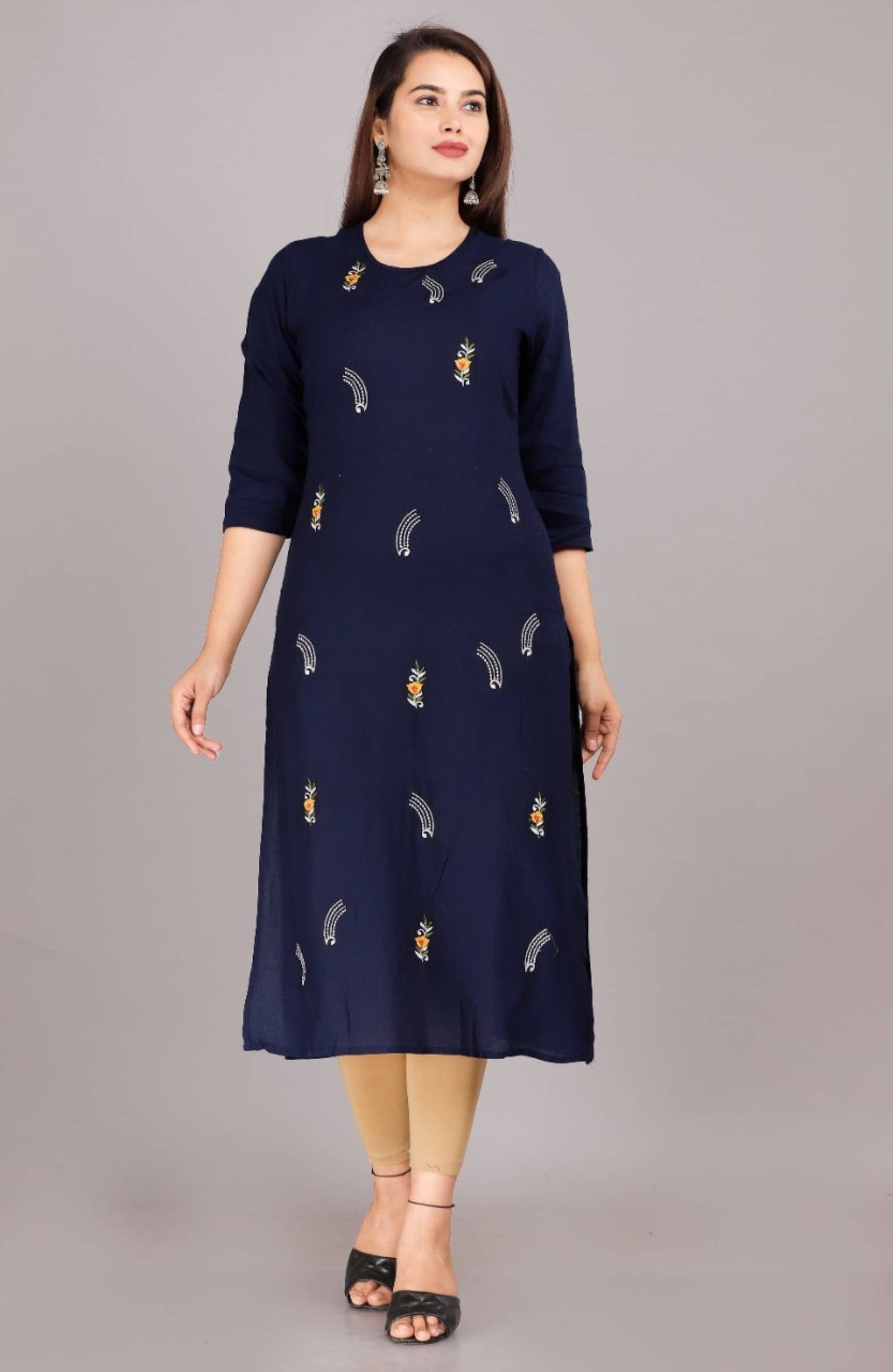 jain creation Women's Viscose Rayon Printed Straight Kurti - ( Black ) jain creation Women's Viscose Rayon Printed Straight Kurti - ( Black )