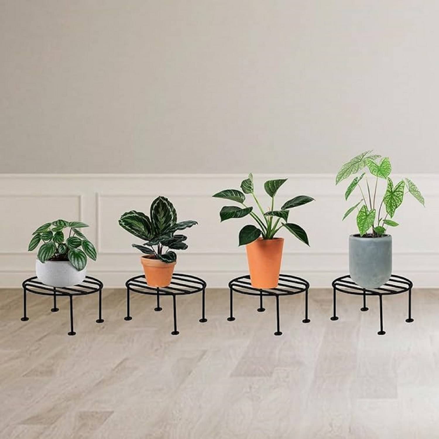     			sunbird Black Metal Planter Stand ( Pack of 2 )