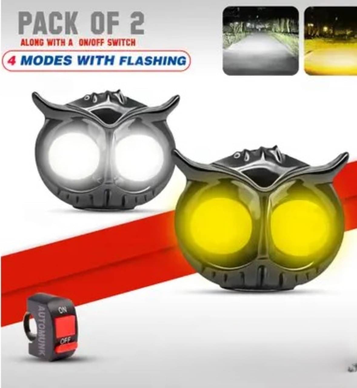     			2 led PBTA MINI DRIVE FOG LIGHT Fog Lamp Car, Motorbike LED (12 V, 20 W)  (Universal For Bike, Universal For Car, Pack of 2 with switch)