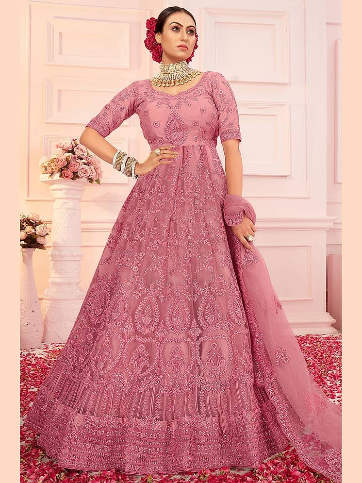 Buy Aika Women Net Flared Semi Stitched Ethnic Gown ( Peach ) - Price 1094 | Best Deals Online at Snapdeal Buy Aika Women Net Flared Semi Stitched Ethnic Gown ( Peach ) - Price 1094 | Best Deals Online at Snapdeal