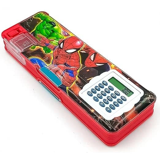 FREEDY Stationery Gift Set Combo For Kids Calculator & Dual Sharpener With Accessories Geometry Box  (Red)