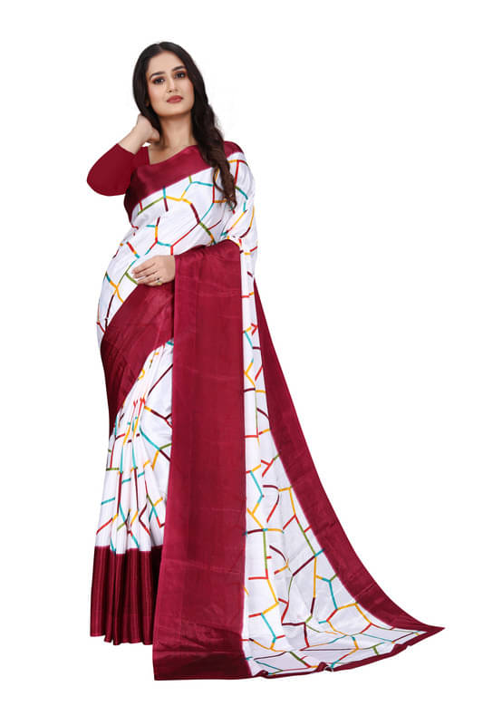     			Fashion Studio Chiffon Printed Saree With Unstitched Blouse Piece ( Multicolor )
