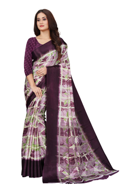     			Fashion Studio Chiffon Printed Saree With Unstitched Blouse Piece ( Multicolor )