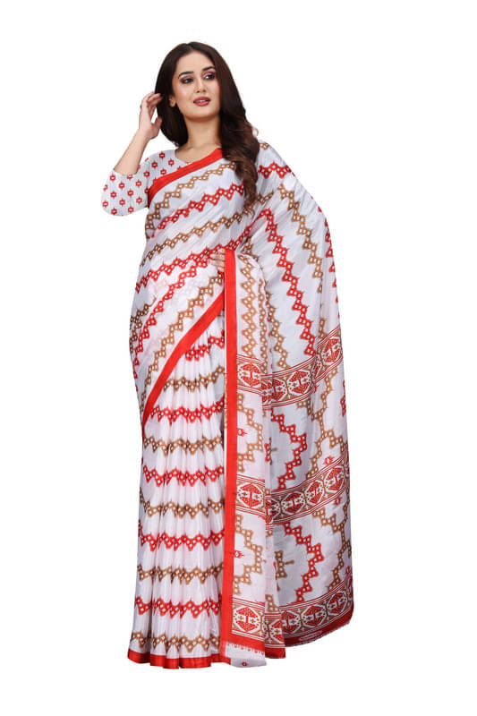     			Fashion Studio Chiffon Printed Saree With Unstitched Blouse Piece ( Multicolor )