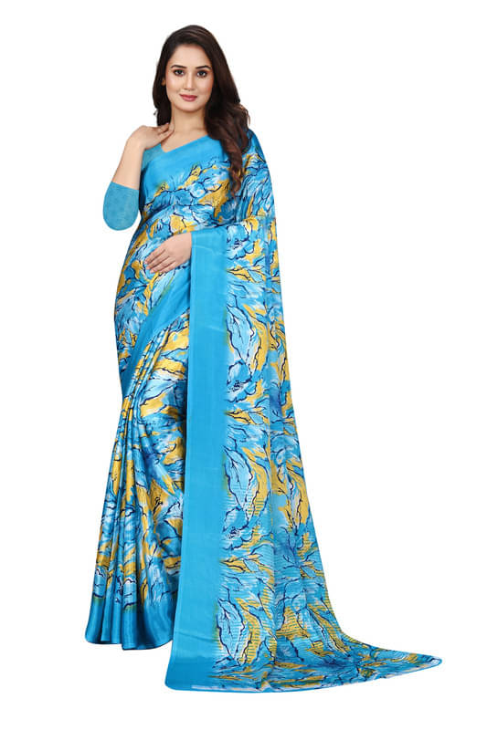     			Fashion Studio Chiffon Printed Saree With Unstitched Blouse Piece ( Multicolor )