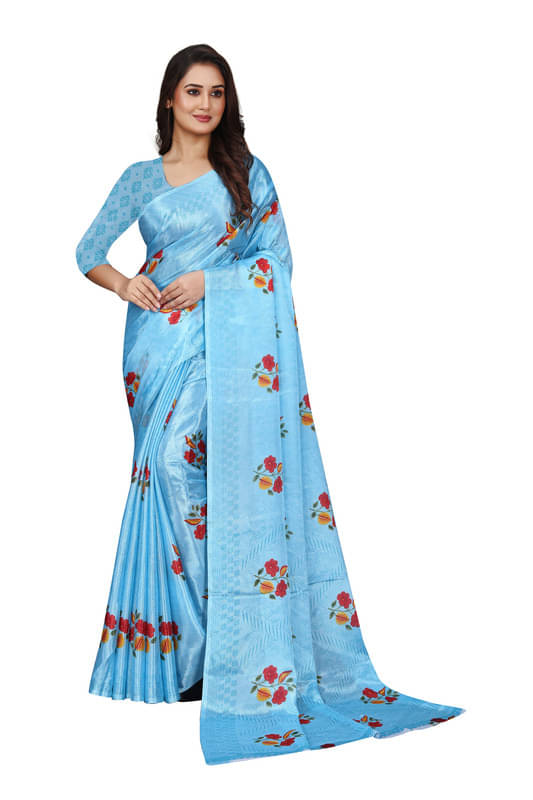     			Fashion Studio Chiffon Printed Saree With Unstitched Blouse Piece ( Multicolor )