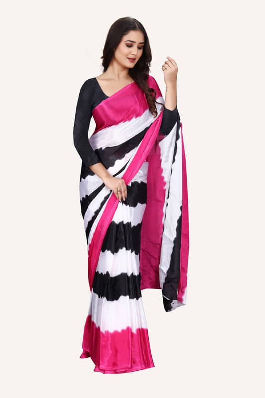 Fashion Studio Chiffon Striped Saree With Unstitched Blouse Piece ( Multicolor )     			Fashion Studio Chiffon Striped Saree With Unstitched Blouse Piece ( Multicolor )