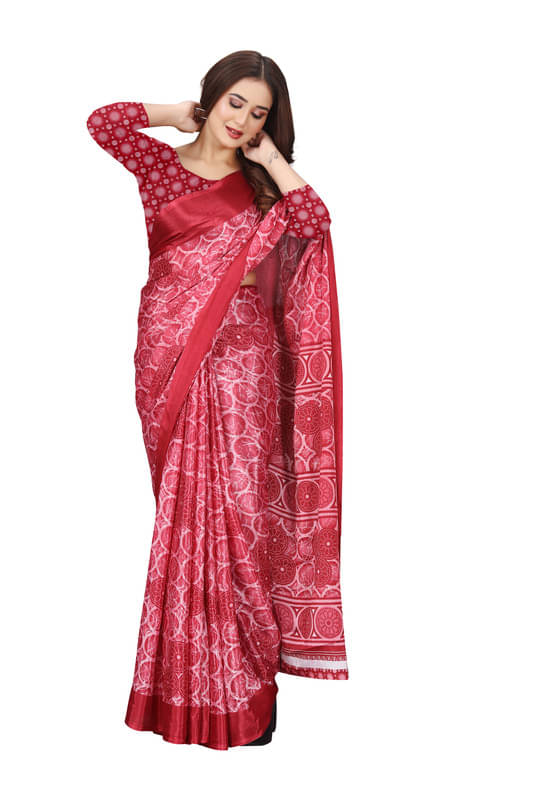     			Fashion Studio Georgette Printed Saree With Unstitched Blouse Piece ( Multicolor )