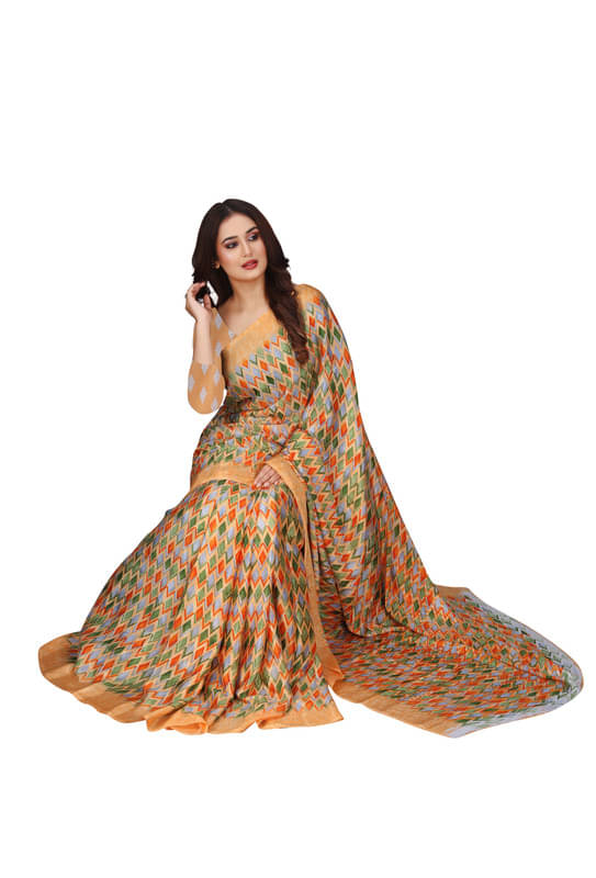 Fashion Studio Georgette Printed Saree With Unstitched Blouse Piece ( Multicolor )     			Fashion Studio Georgette Printed Saree With Unstitched Blouse Piece ( Multicolor )