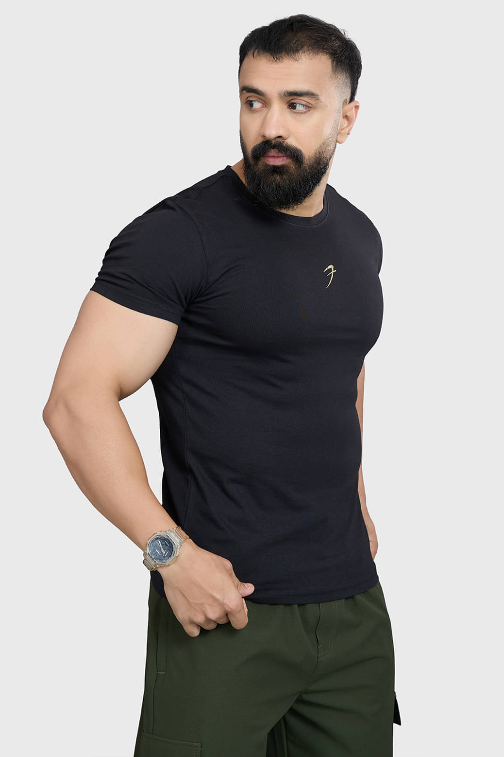     			Fuaark Black Cotton Regular Fit Men's Sports T-Shirt ( Pack of 1 )