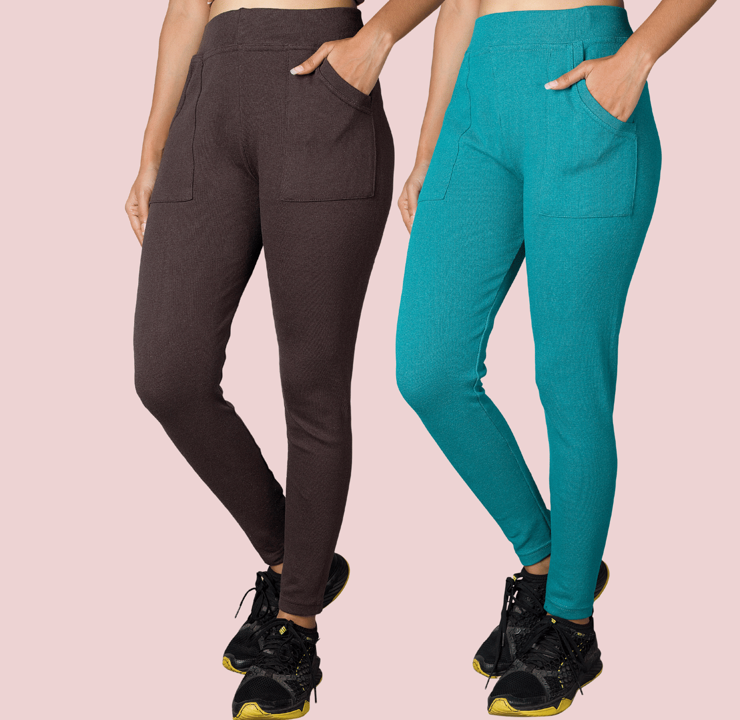     			KARARO - Cotton Blend Skinny Fit Brown Women's Jeggings ( Pack of 2 )