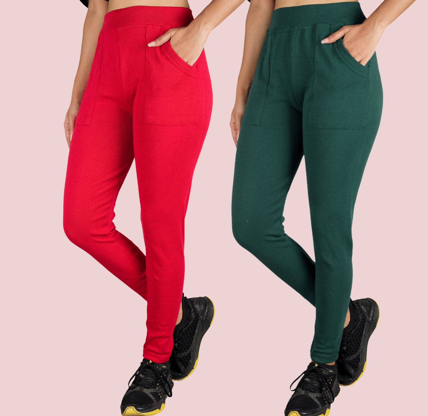     			KARARO - Cotton Blend Skinny Fit Red Women's Jeggings ( Pack of 2 )