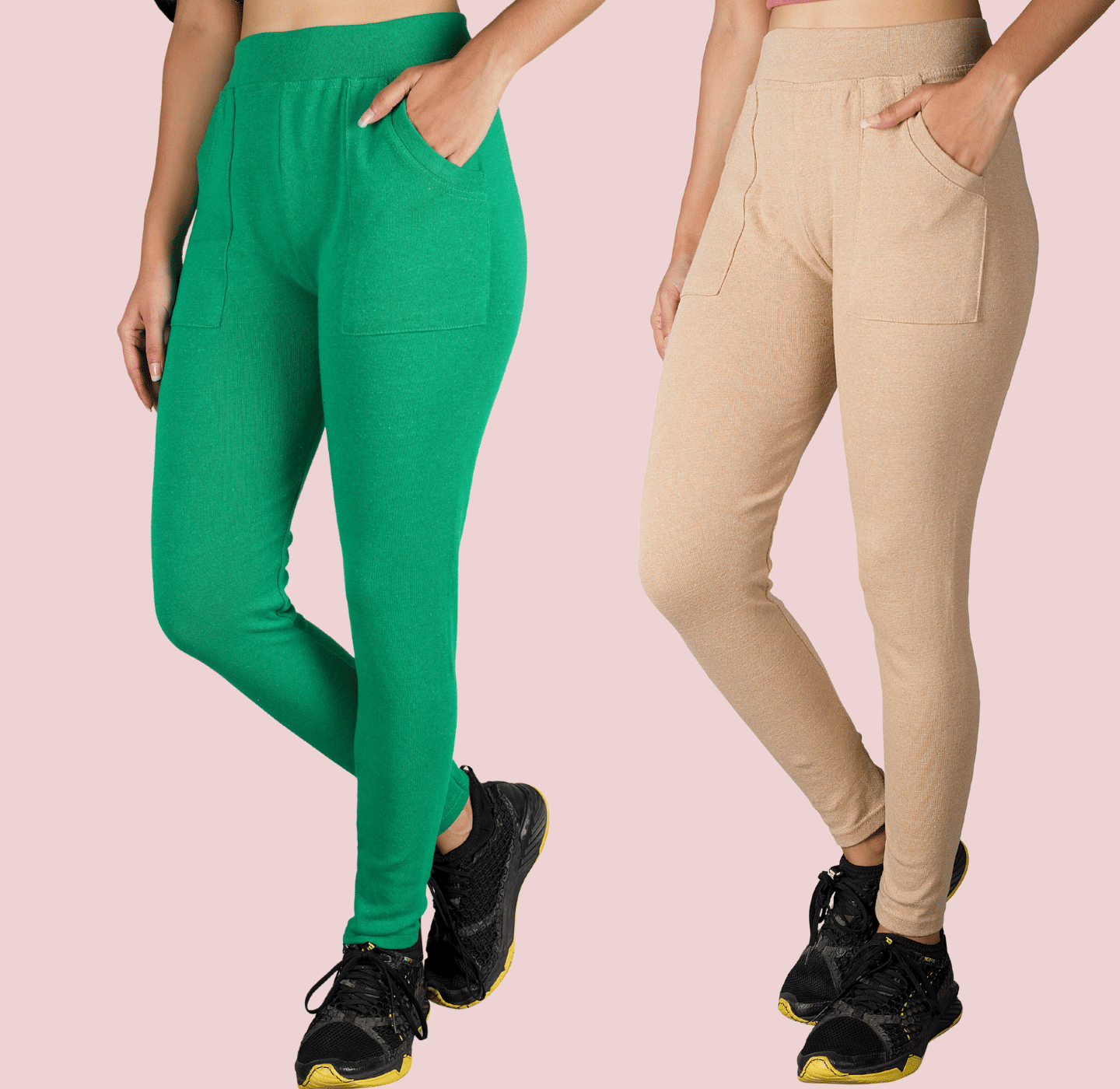     			KARARO - Cotton Blend Skinny Fit Green Women's Jeggings ( Pack of 2 )
