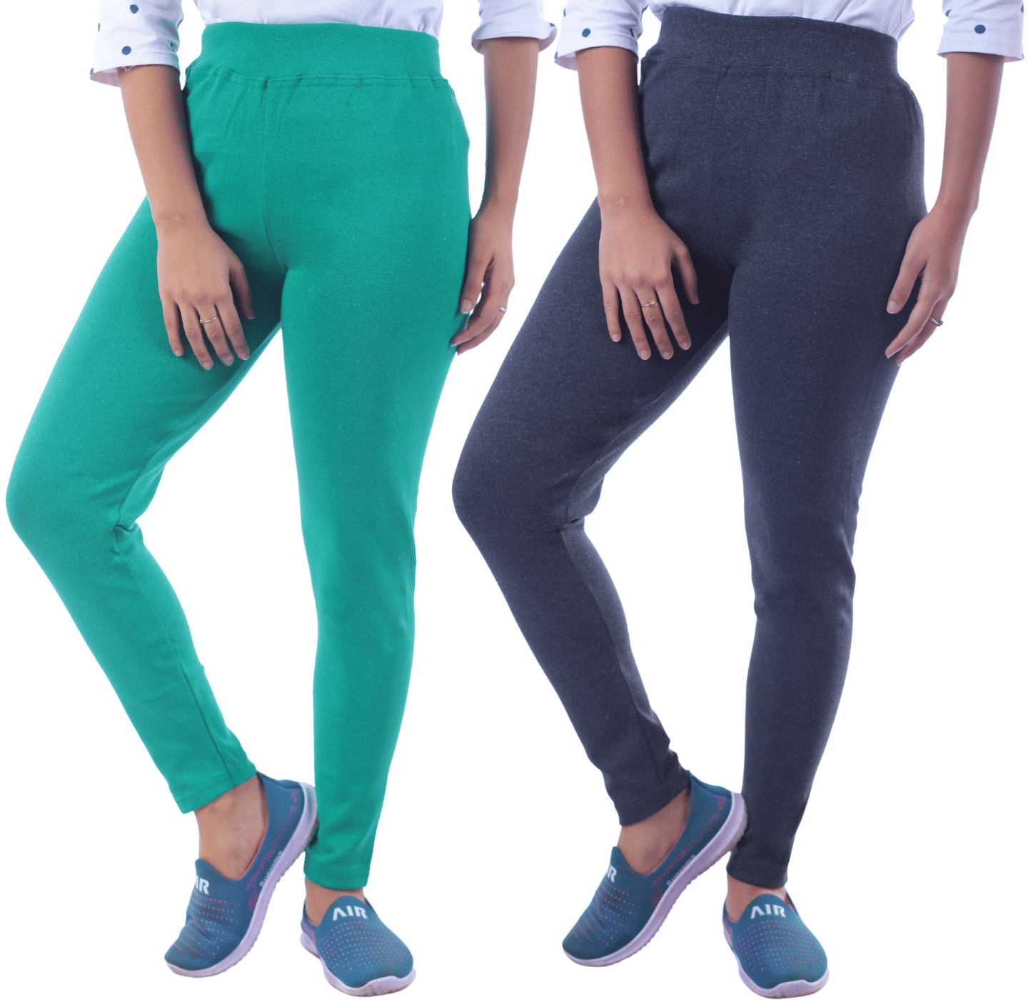     			KARARO - Cotton Blend Skinny Fit Sea Green Women's Jeggings ( Pack of 2 )