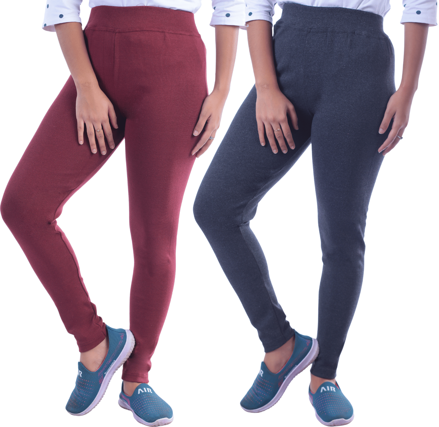     			KARARO - Cotton Blend Skinny Fit Maroon Women's Jeggings ( Pack of 2 )