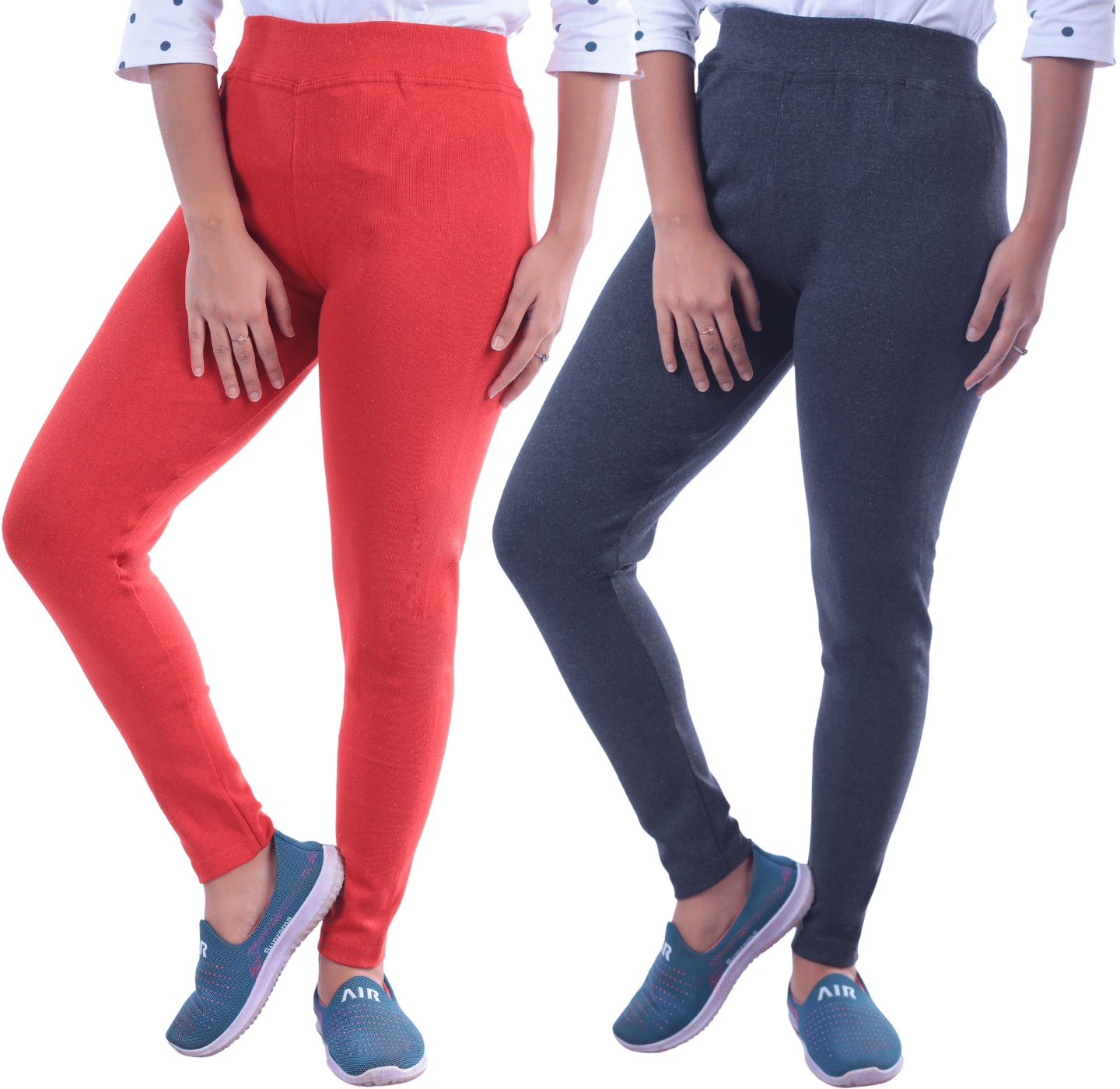     			KARARO - Cotton Blend Skinny Fit Red Women's Jeggings ( Pack of 2 )
