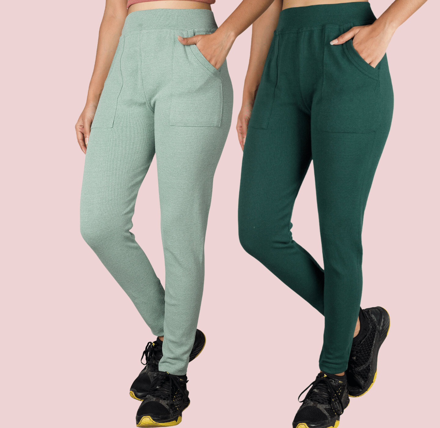     			KARARO - Cotton Blend Skinny Fit Olive Women's Jeggings ( Pack of 2 )