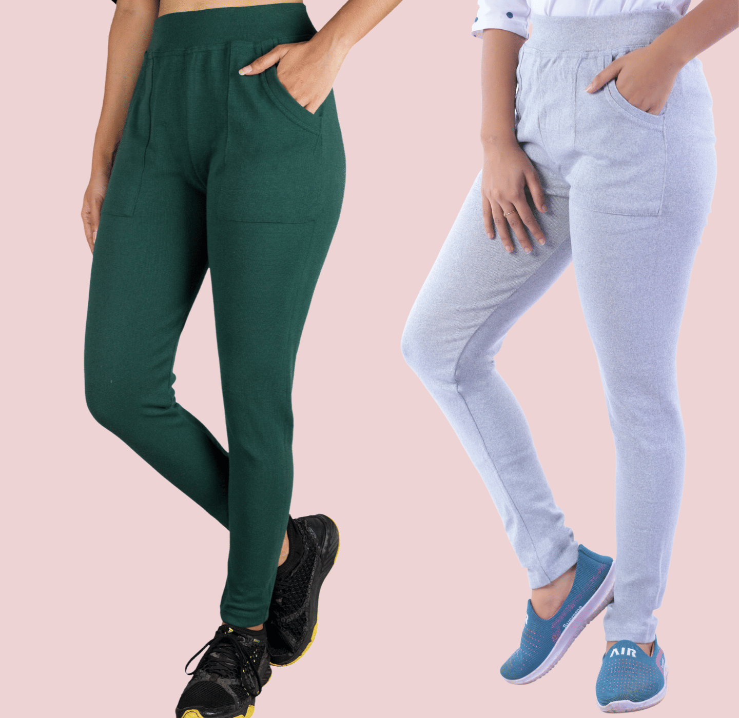     			KARARO - Cotton Blend Skinny Fit Green Women's Jeggings ( Pack of 2 )