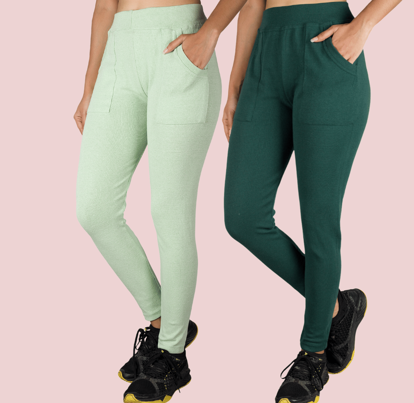     			KARARO - Cotton Blend Skinny Fit Mint Green Women's Jeggings ( Pack of 2 )