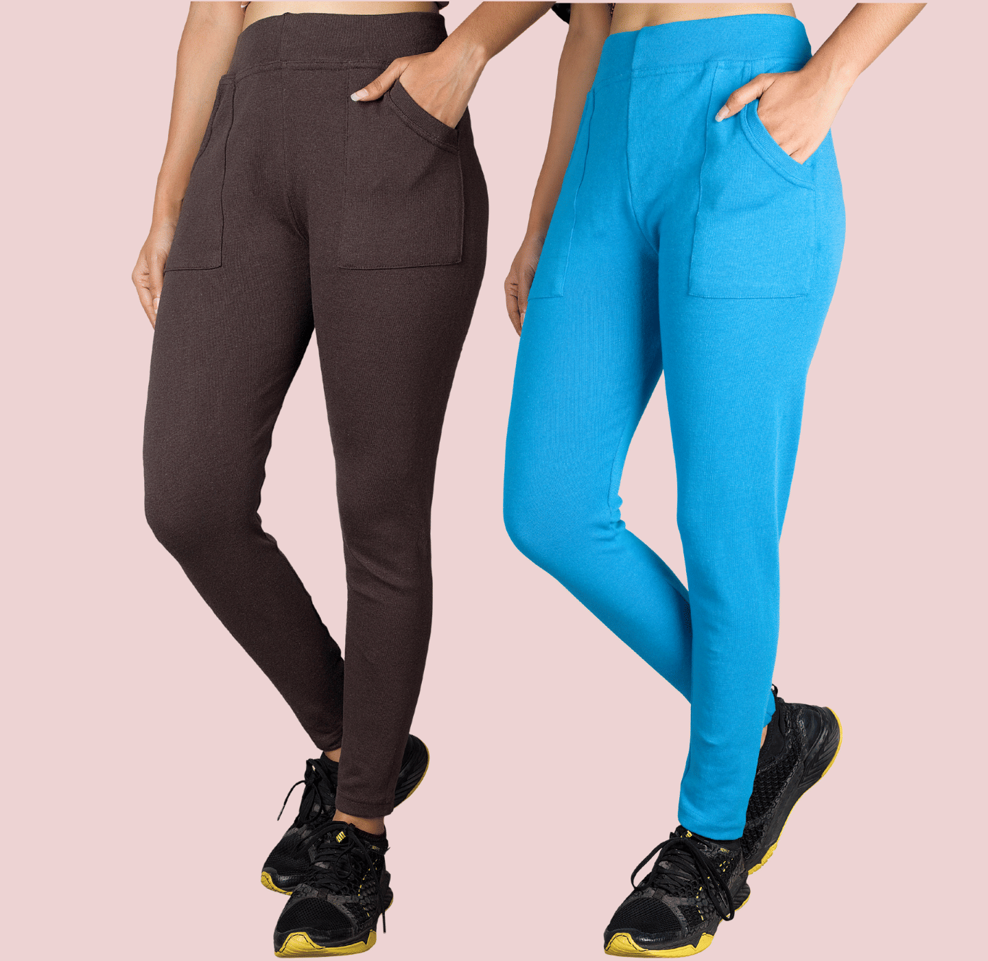     			KARARO - Cotton Skinny Fit Brown Women's Jeggings ( Pack of 2 )