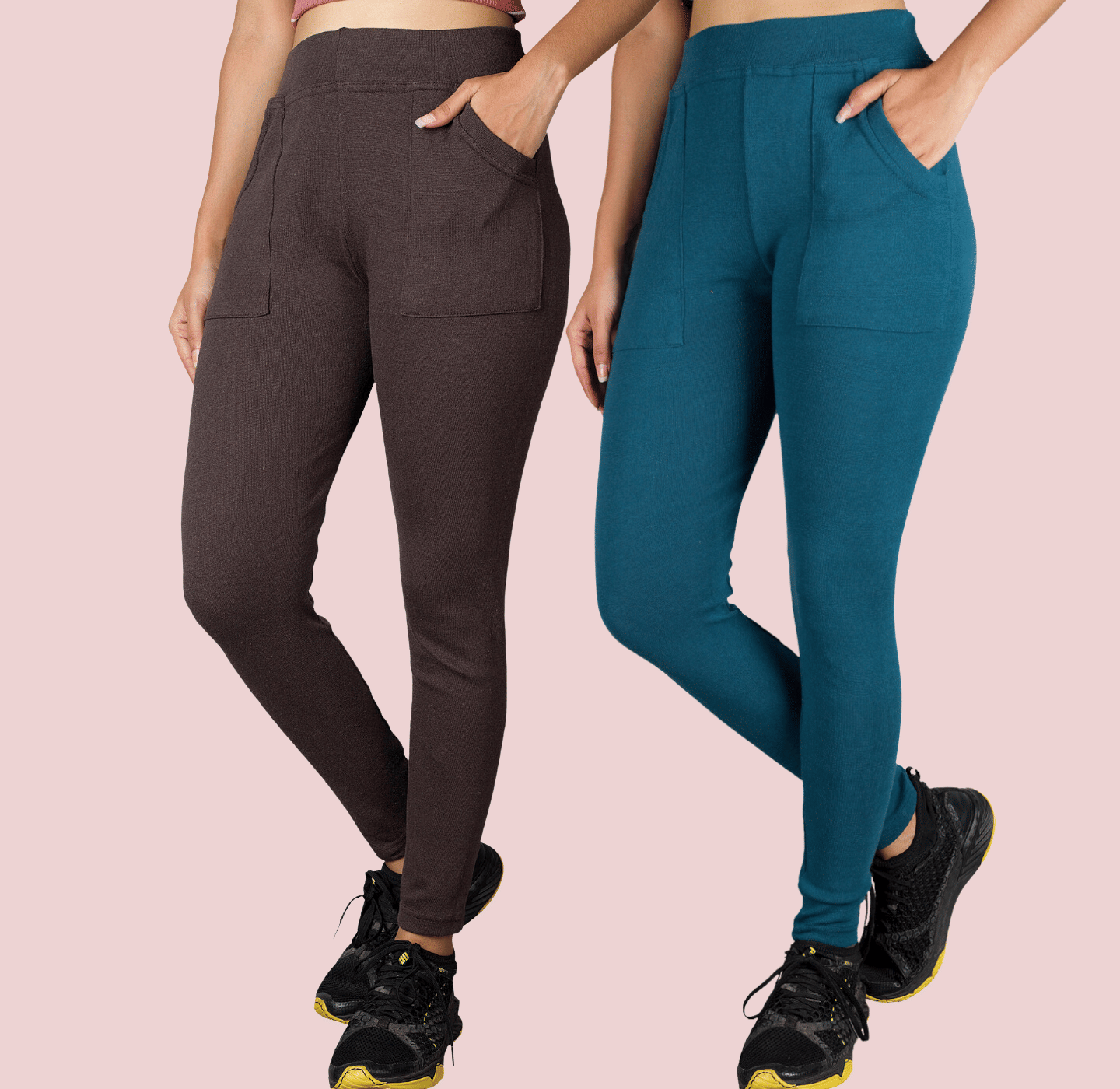     			KARARO - Cotton Skinny Fit Brown Women's Jeggings ( Pack of 2 )