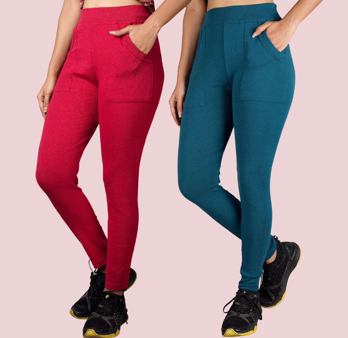     			KARARO - Cotton Skinny Fit Maroon Women's Jeggings ( Pack of 2 )