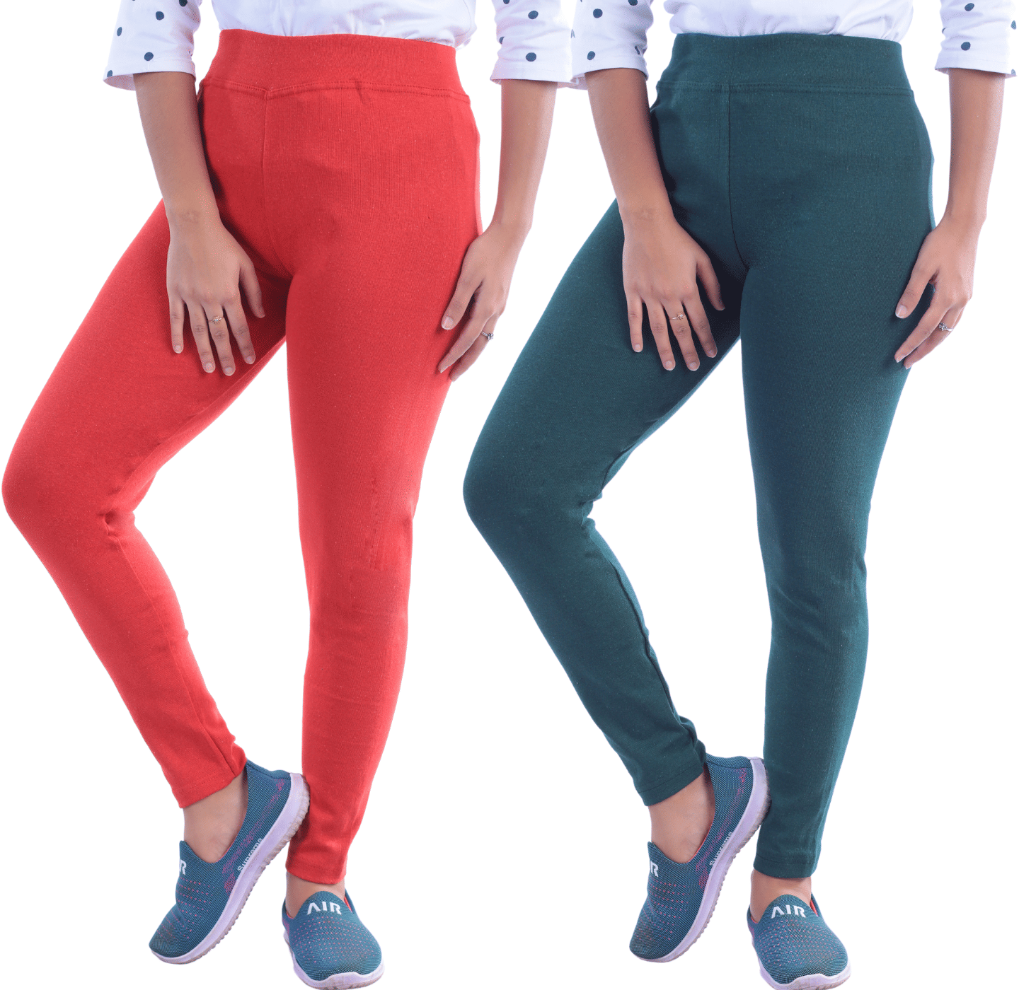     			KARARO - Cotton Skinny Fit Red Women's Jeggings ( Pack of 2 )