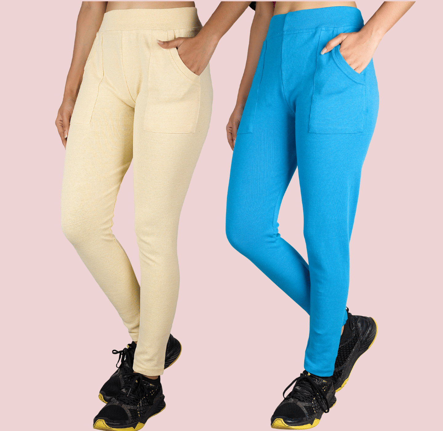     			KARARO - Cotton Skinny Fit Yellow Women's Jeggings ( Pack of 2 )