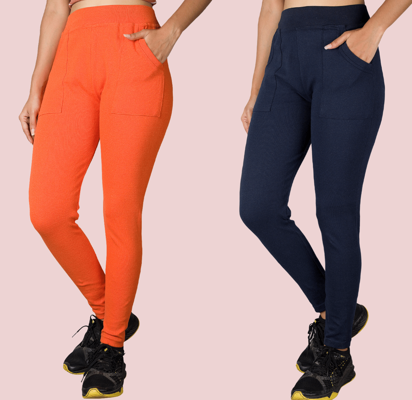 KARARO JEGGINGS - Cotton Blend Skinny Fit Orange Women's Jeggings ( Pack of 2 ) KARARO JEGGINGS - Cotton Blend Skinny Fit Orange Women's Jeggings ( Pack of 2 )