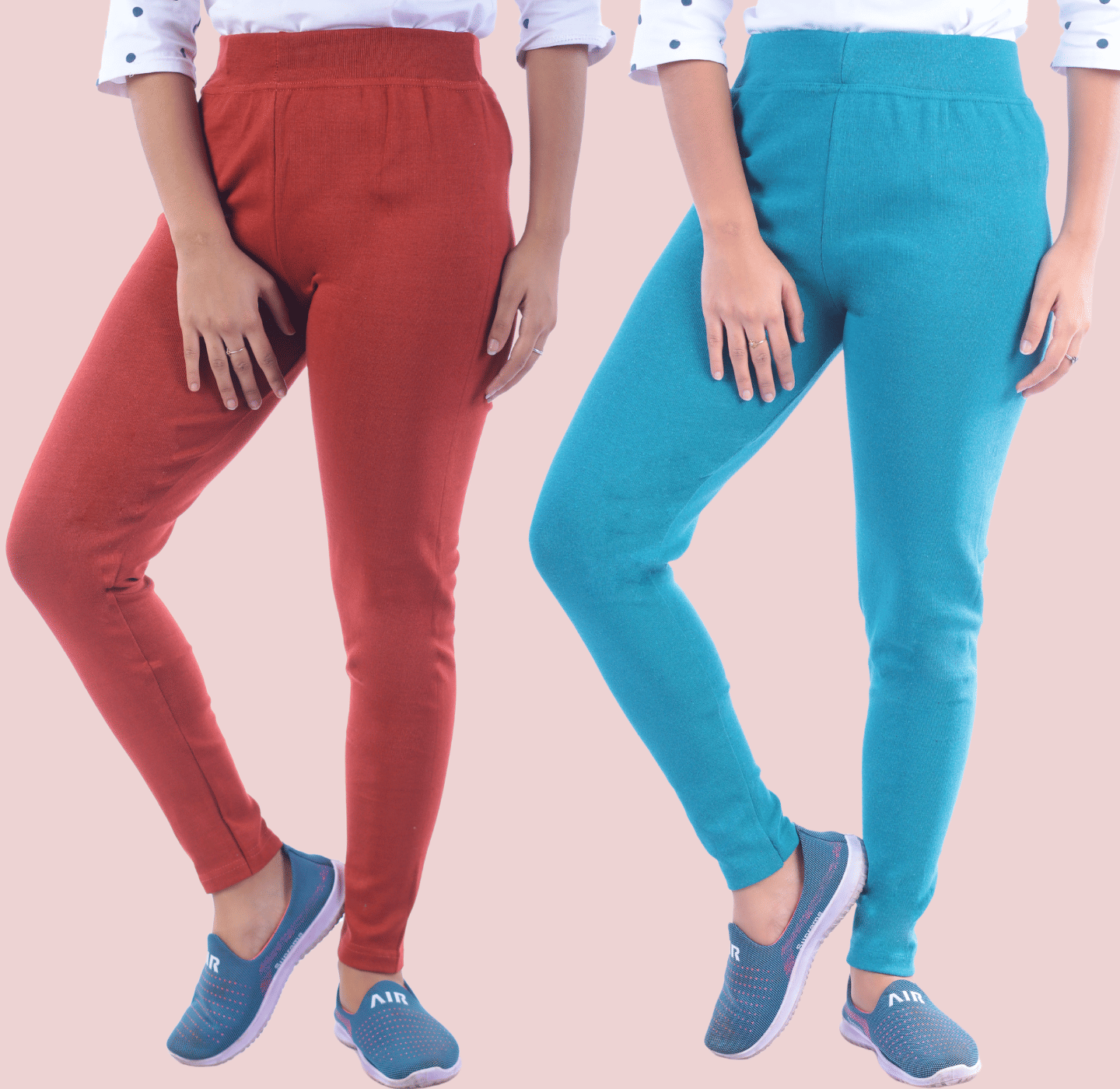     			KARARO JEGGINGS - Cotton Blend Skinny Fit Red Women's Jeggings ( Pack of 2 )
