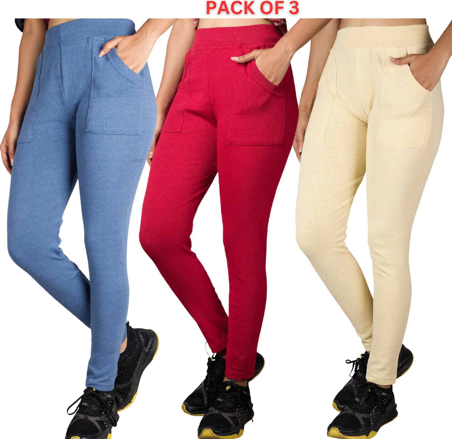     			KARARO JEGGINGS - Cotton Blend Skinny Fit Blue Women's Jeggings ( Pack of 3 )