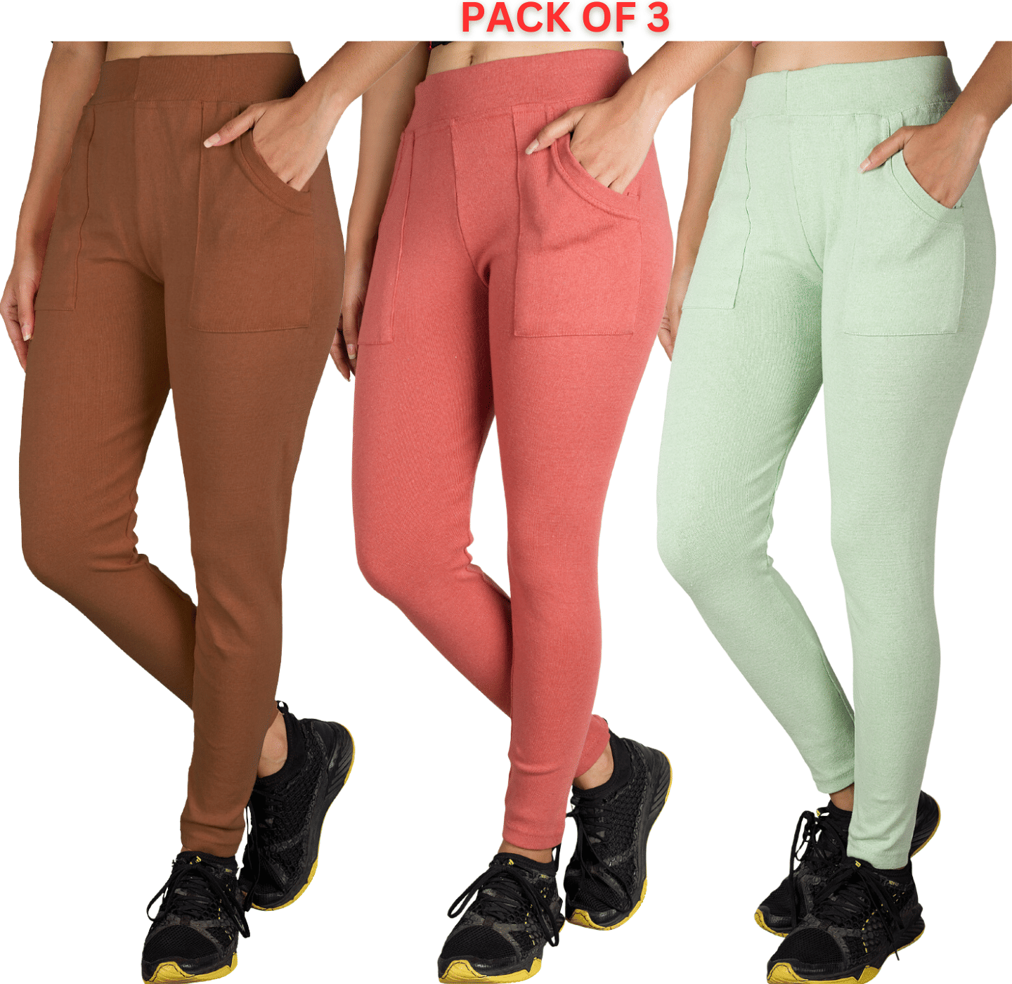     			KARARO JEGGINGS - Cotton Blend Skinny Fit Rust Women's Jeggings ( Pack of 3 )